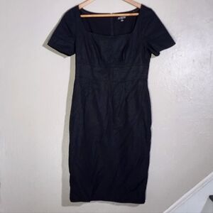 J. Crew Classic Black Sheath Midi Dress